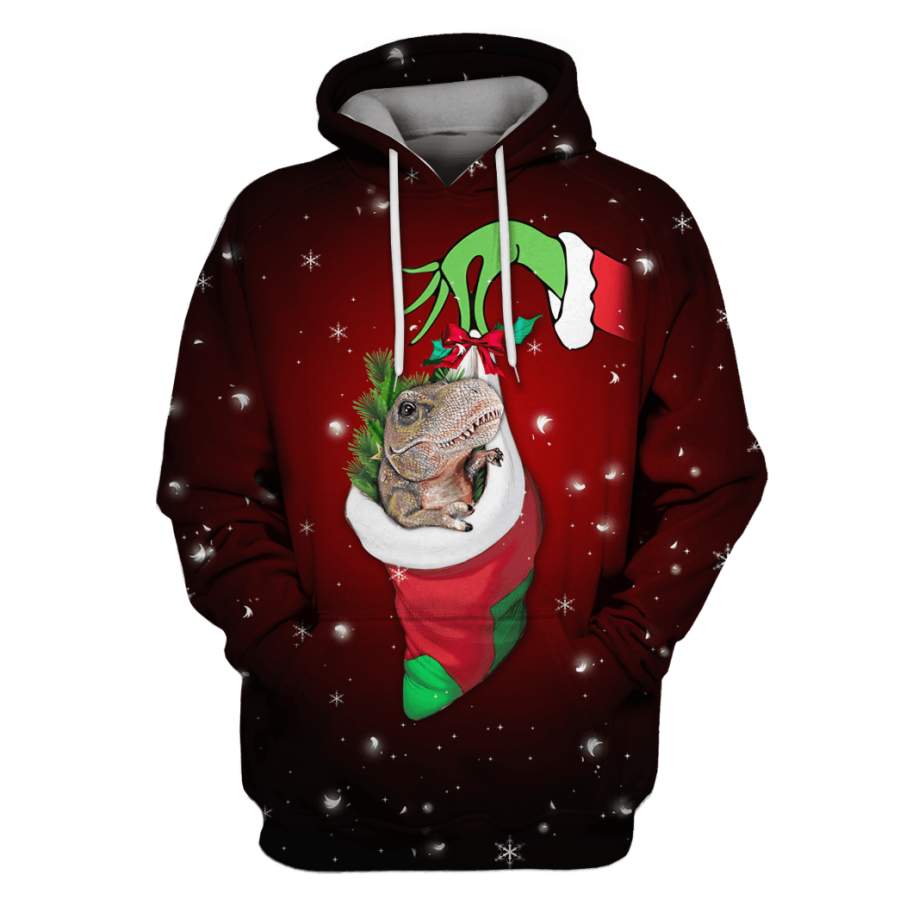 Dino T-Rex On Christmas Custom T-shirt – Hoodies Apparel