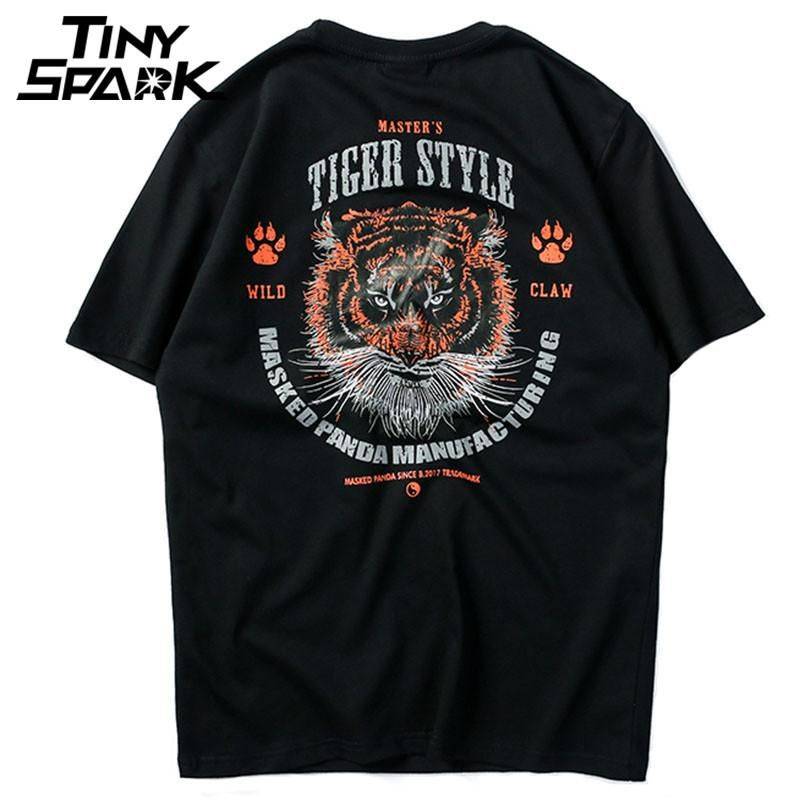 Tiger Head King Printed Short Sleeve Men Hip Hop T shirts Street wear Animal Casual O-Neck Tops Tees