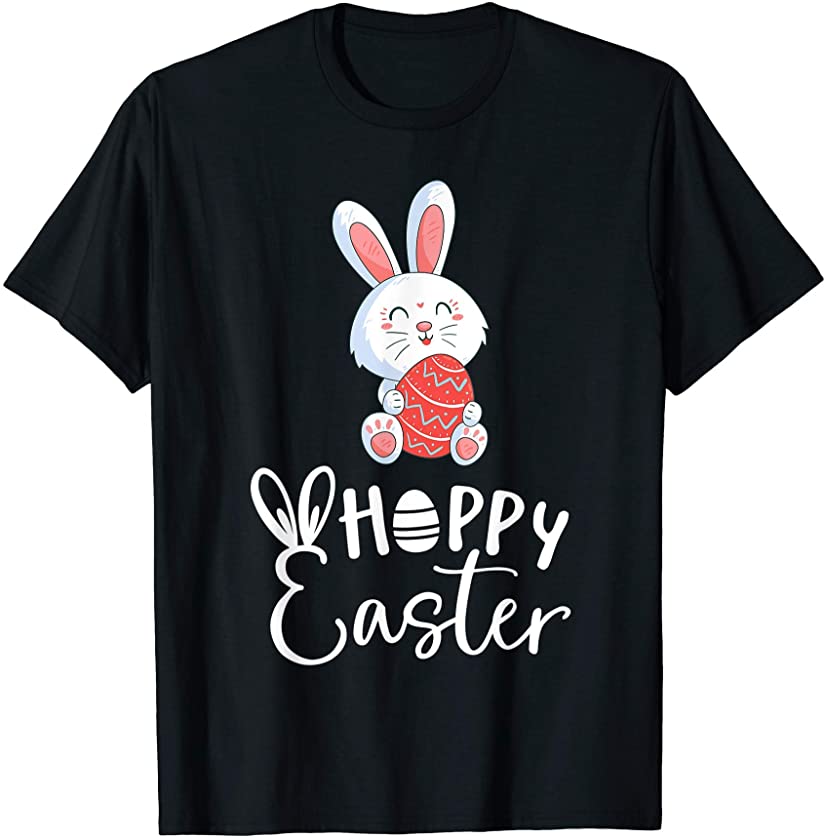 Retro Hoppy Easter Sunday Cute Bunny With Eggs Funny Design T-Shirt