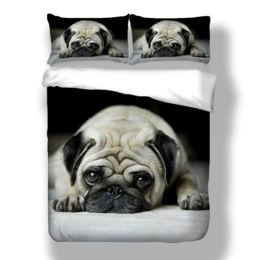 3D Cute Dog Duvet Cover Set Bedding Set Pug King Queen Bed Set King Comforter Bedding Set UO05#