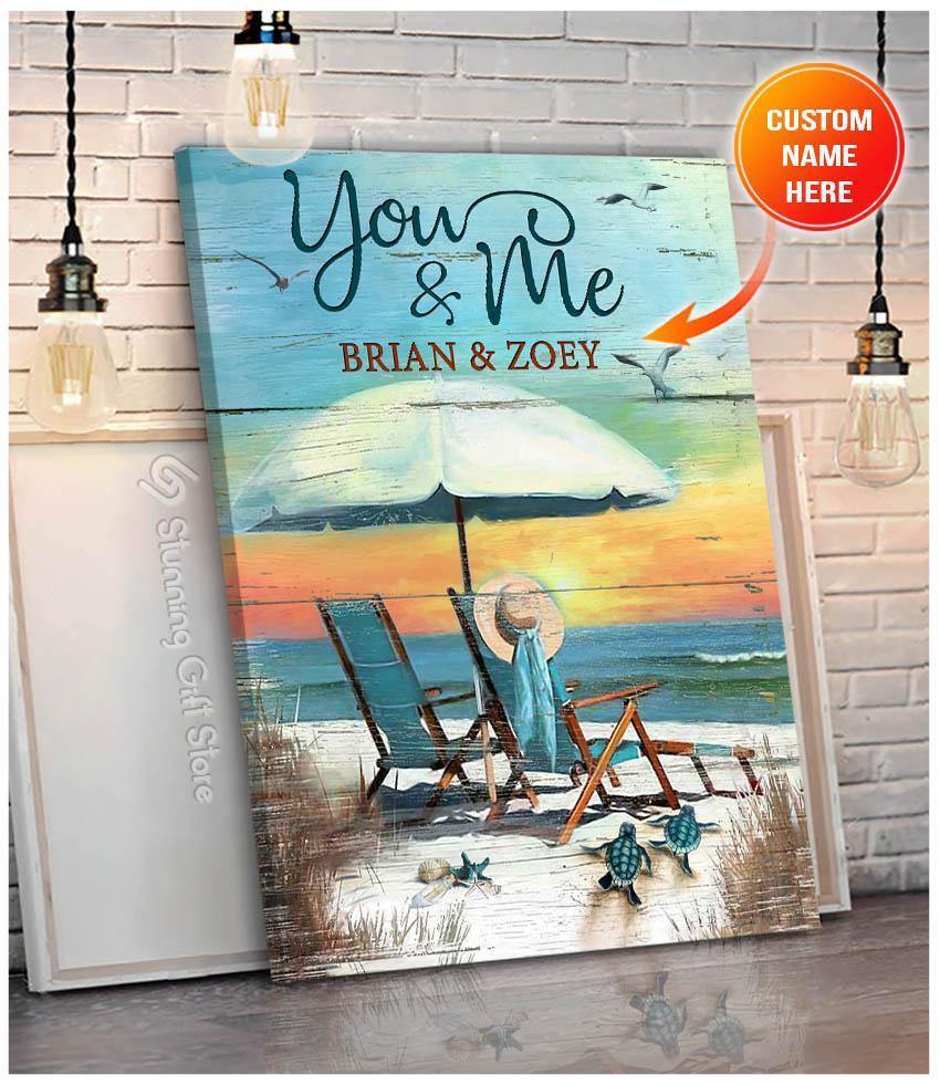 Stunning Gift – Custom Canvas – Turtle – You And Me