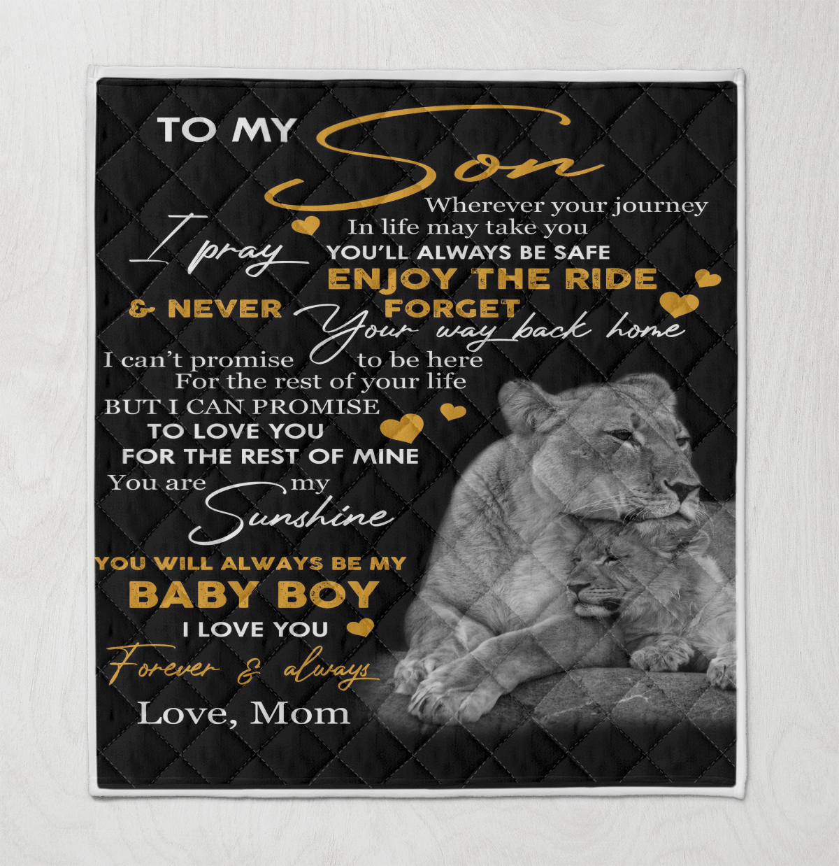 Wooni To My Son You Will Always Be My Baby Boy Lion Quilt Quilt Blanket Wn1512242