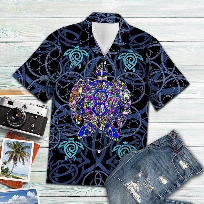 Turtle Blue Mandala Vikings Tropical Aloha Hawaiian Shirt Colorful Short Sleeve Summer Beach Casual Shirt For Men And Women