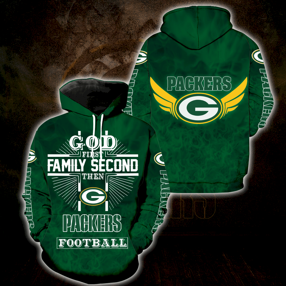 God 1St Family 2Nd Then Green Bay Packers S1498 3D Pullover Hoodie, Bomber Jacket, Sweatshirt, T-Shirt