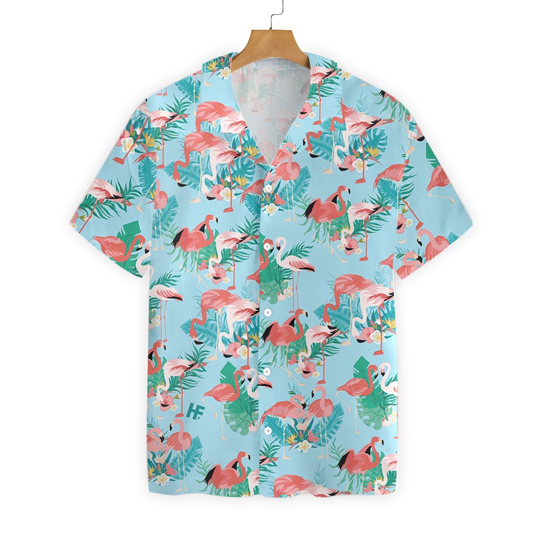 Flamingo Hawaiian Shirt White Pink Hawiian Blue Aloha Full Print Adult Ha91528