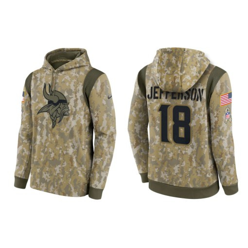 Justin Jefferson Minnesota Vikings Camo 2021 Salute To Service Veterans Day Therma Pullover Hoodie