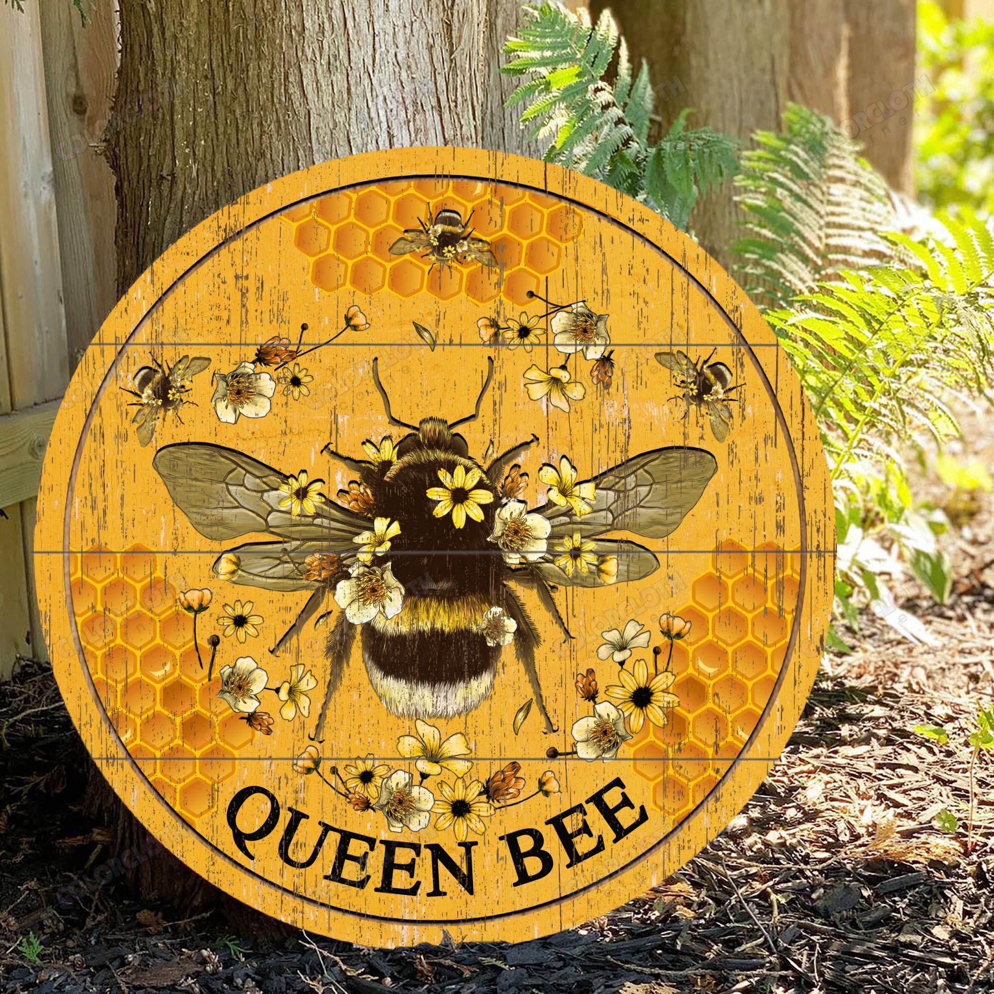 Bee Queen Wood Circle Sign TY315008