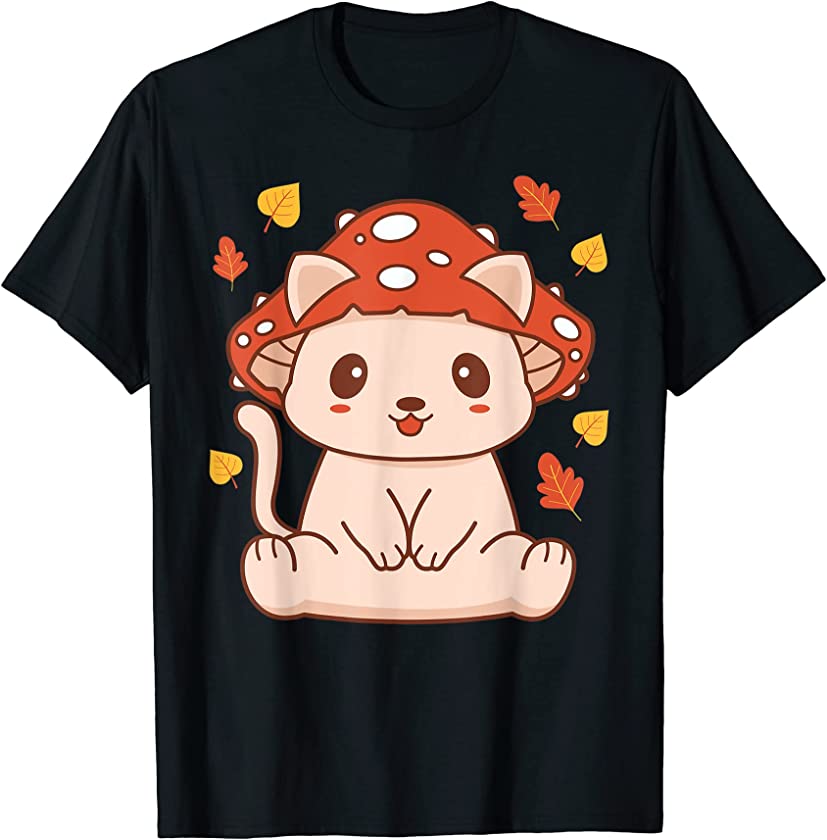 Cute Kawaii Toadstool Cat – Aesthetic Mushroom Kitten T-Shirt