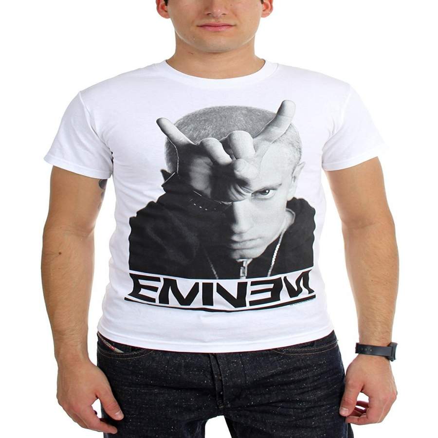 fashion shirt  men t-shirt EMINEM Horns Logo Slim Shady T-Shirt men’s casual t-shirt