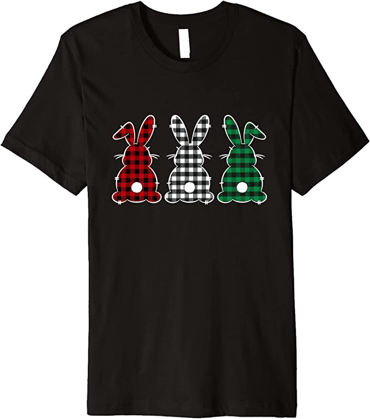 Bunny Rabbit Buffalo Plaid Family Matching Christmas Pajama Premium T-Shirt