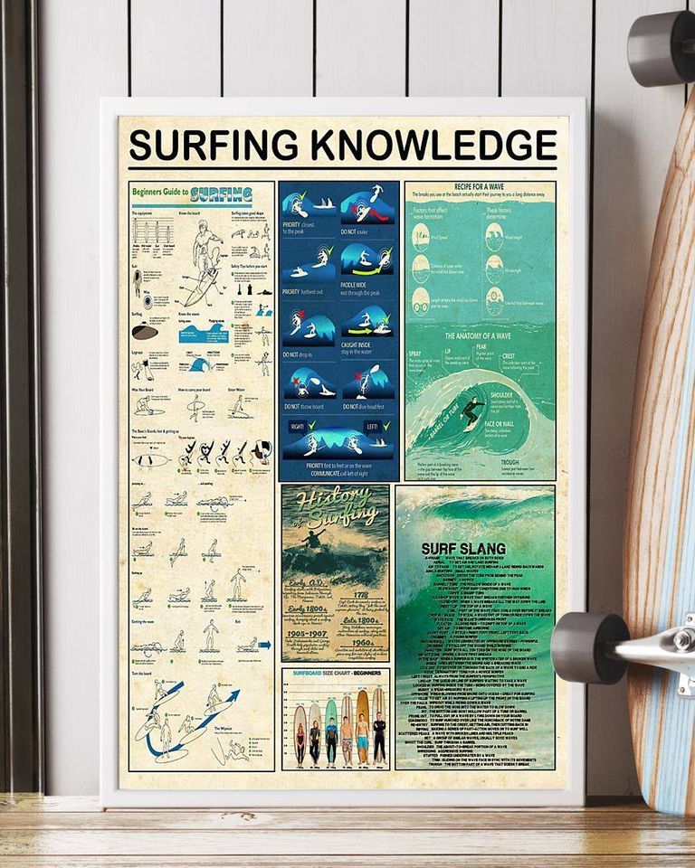 Surfing Knowledge  For Men And Women Home Living Room Wall Decor Vertical Poster Canvas Y97