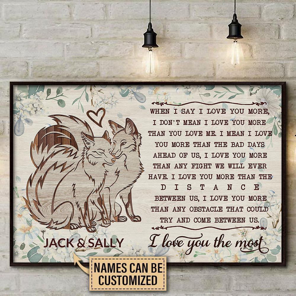 Aeticon Gifts Personalized Fox Floral I Love You The Most Canvas Mom Dad Gift Home Decor