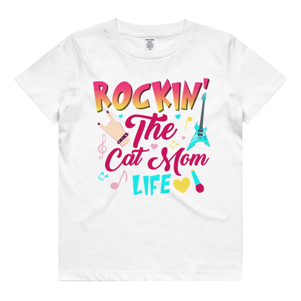 Rockin’ The Cat Mom Life Kitten Lovers Kids T Shirt