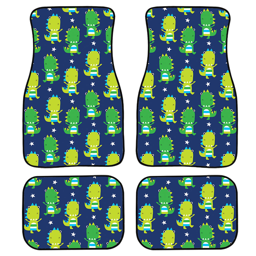 Cute Dino T-Rex Pattern Print Front And Back Car Floor Mats, Front Car Mat