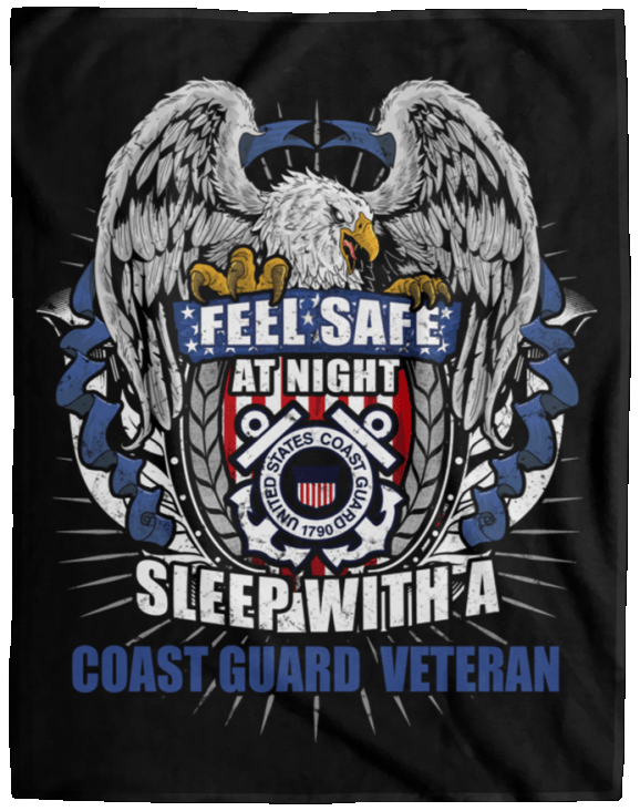 Feel Safe At Night Sleep With A Coast Guard Veteran Cozy Plush Fleece Blanket – 60×80