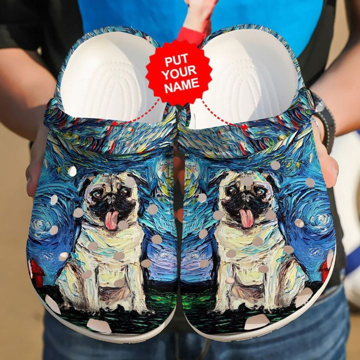 Dog – Pug Starry Night Custom Clog Shoes For Men And Women