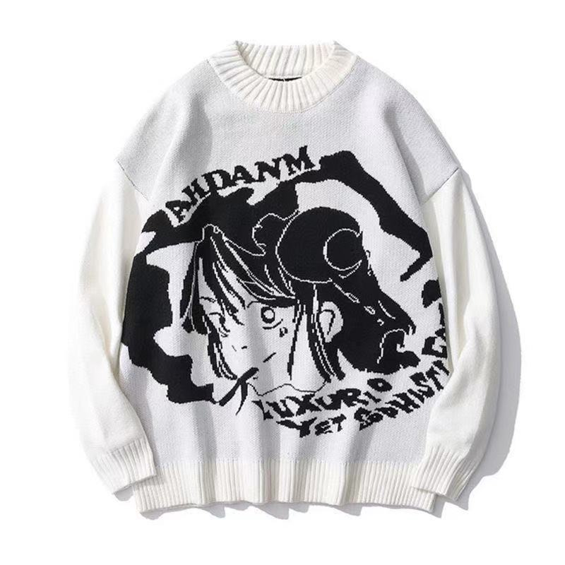 Women’s Jumper Sweater Ladies Oversize Anime Pullover Y2k Aesthetic Tops Long Sleeve Korean Fashion Goth Winter Vintage Clothing alx