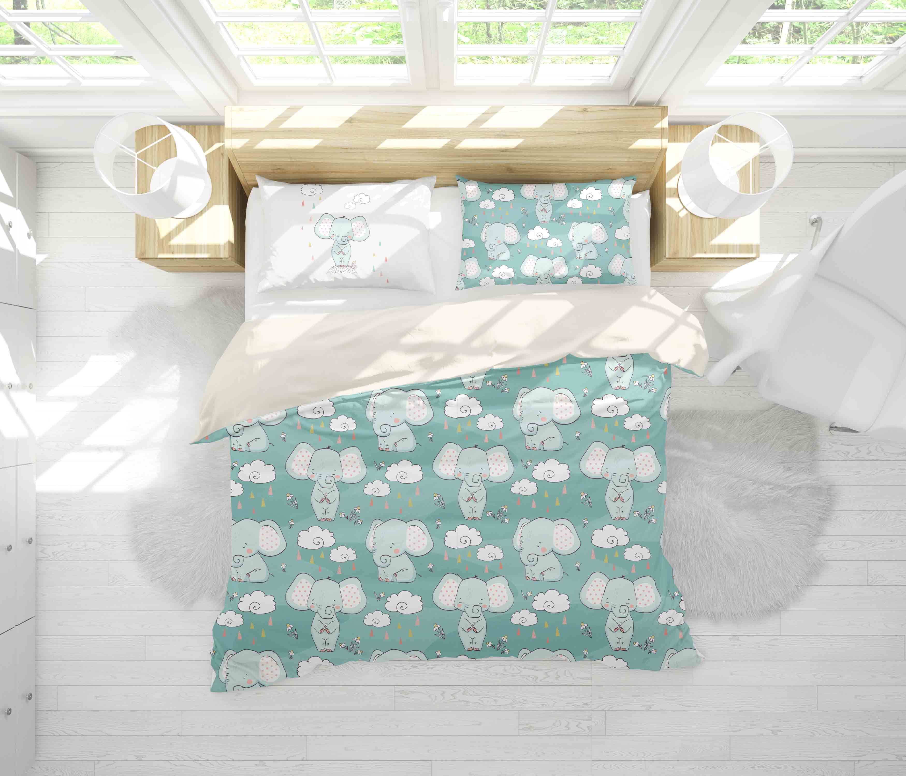 3D Green Elephant Quilt Cover Set Bedding Set Pillowcases 78