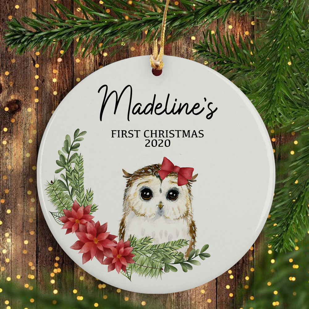 Personalized Baby’S First Christmas Owl Ornament