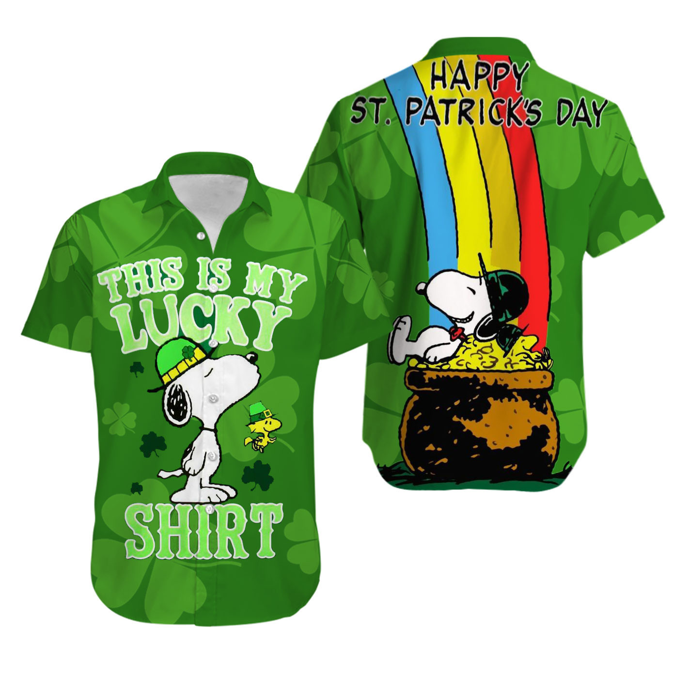 Snoopy This Is My Lucky Shirt Hawaii Graphic Print Short Sleeve Hawaii Casual Ha45348