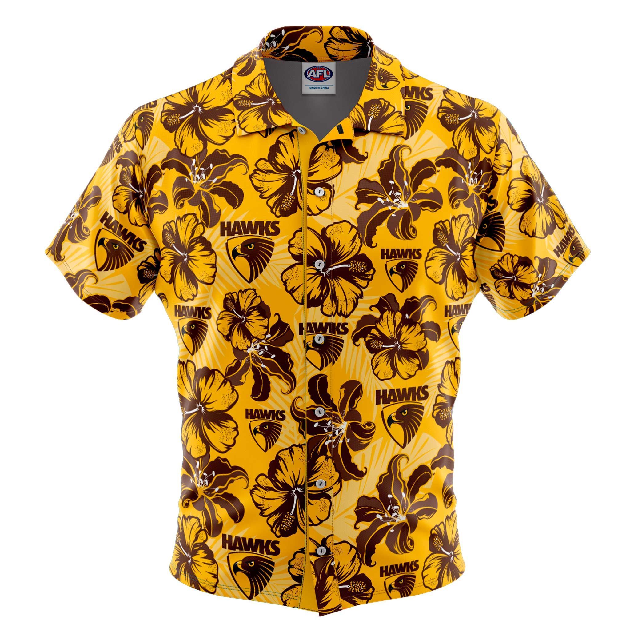 Afl Hawthorn Floral Hawaiian Shirt