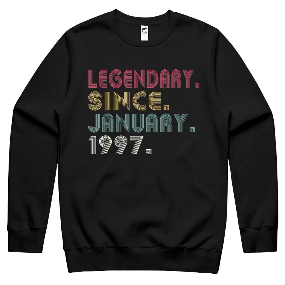 Legendary Since January 1997 25Th Birthday 25 Years Gifts Crewneck Sweatshirt