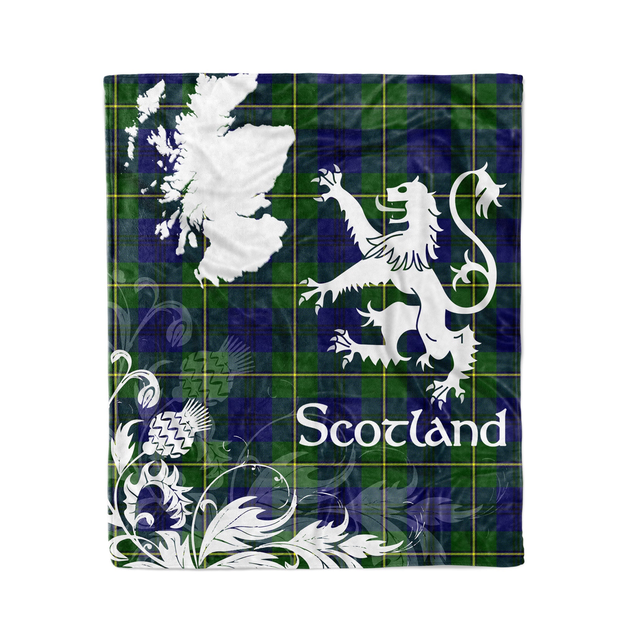 Tartan Plaid Fleece Blanket Tartan Blanket Thistle And Lion Scottish Clan Marjoribanks Modern Plaid Blanket