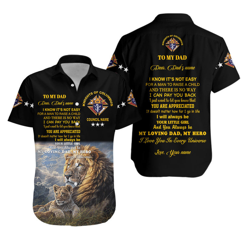 (Custom) Knights Of Columbus Father Day Hawaiian Shirt Lion Father And Daughter – Black Lt8