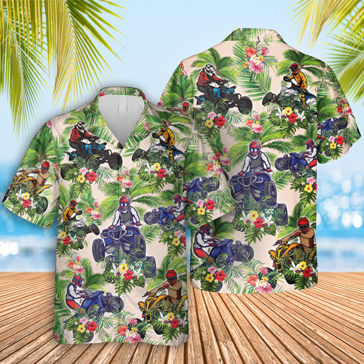 Riding Atv Hawaiian Summer Hibicus Flowers Shirt Ha13650