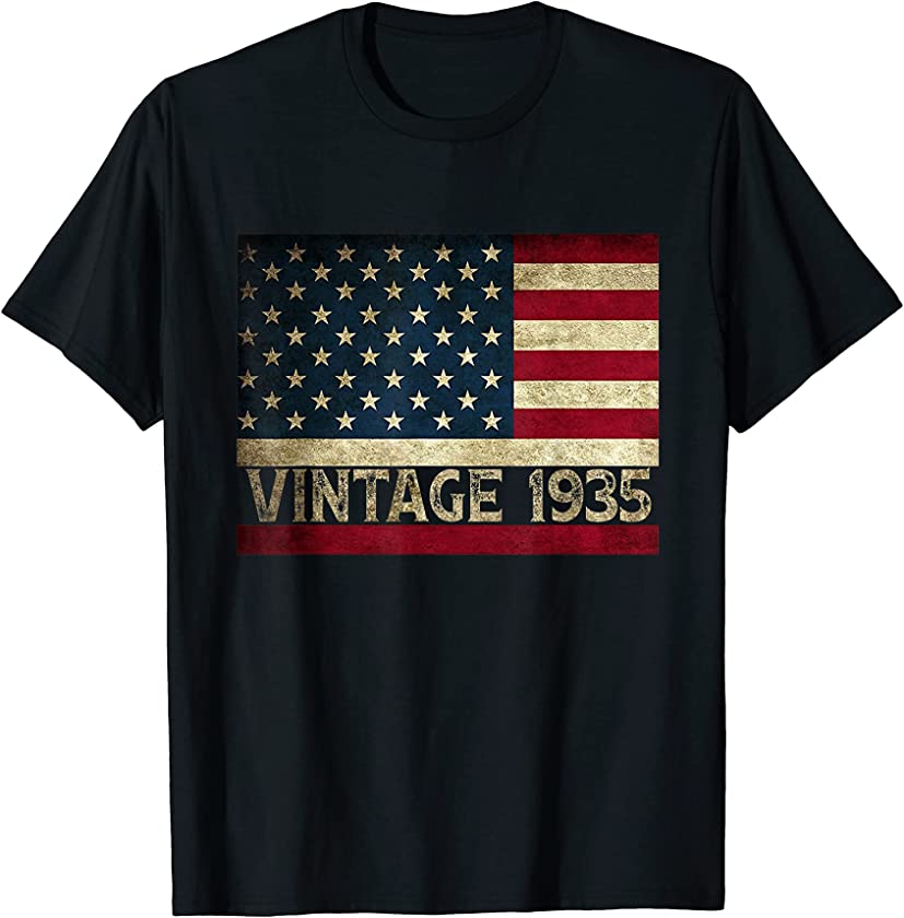 American Flag Vintage 1935 86th Birthday Gifts 4th of July T-Shirt