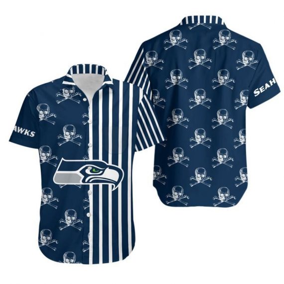 Gift For Husband Dad Seattle Seahawks Stripes And Skull Hawaii Shirt Ha23154