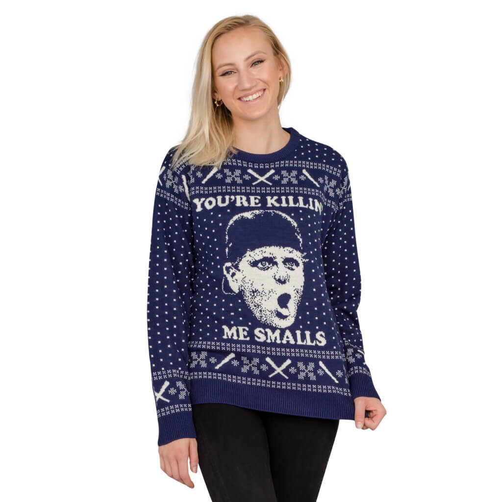 Women’S The Sandlot You’Re Killing Me Smalls Navy Ugly Christmas Sweater