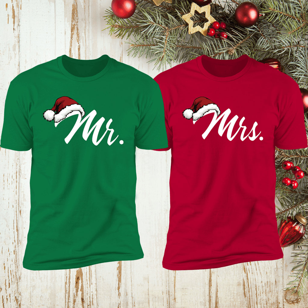 Couple Shirts Mr & Mrs Christmas Shirts Matching Couple, Valentine Gifts, Christmas Gift Graphic Unisex T Shirt, Sweatshirt, Hoodie Size S – 5Xl