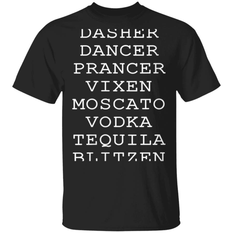 Womens Dasher Dancer Prancer Vixen Moscato Vodka Tequila Blitzen V-Neck T-Shirt By Vevotees Store G500 Gildan 5.3 oz. T-Shirt