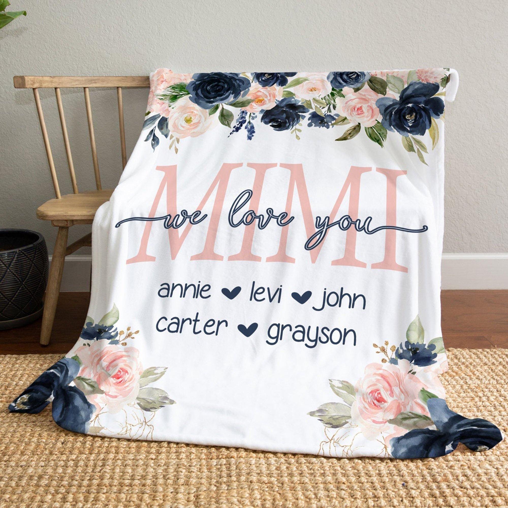 [Personalized Name] Mimi We Love You – Gift For Home Decor Gift For Family – Sherpa Blanket Fleece Blanket