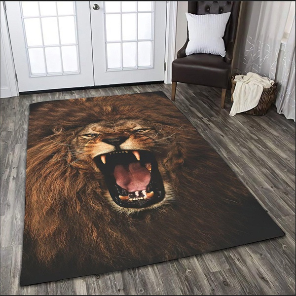 The Alpha King Lion Area Rectangle Rug