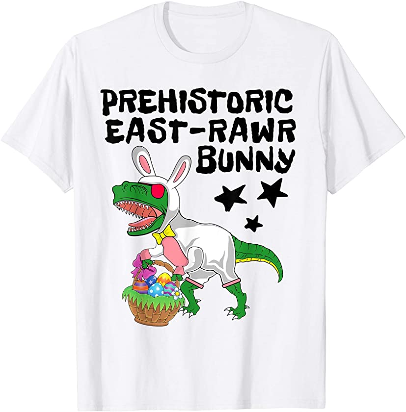 Prehistoric EastRAWR Bunny Easter Bunny T Rex Dinosaur Kids T-Shirt