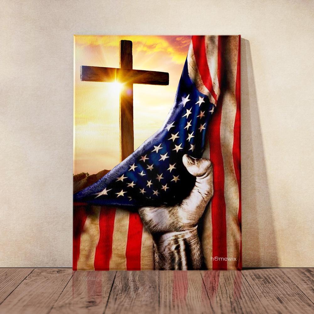 Christian Cross America US Canvas And Poster Wall Art | Wall Decor
