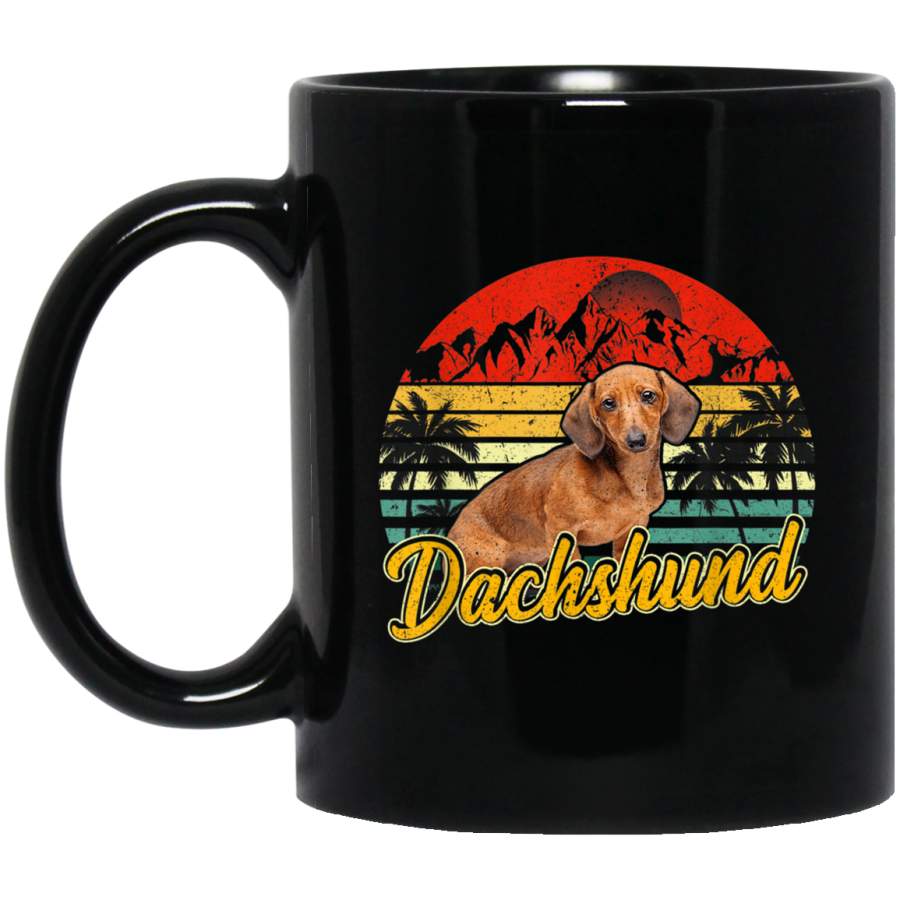 Vintage Retro Loves Dachshund Funny Dog Mom Dad Gift Mug