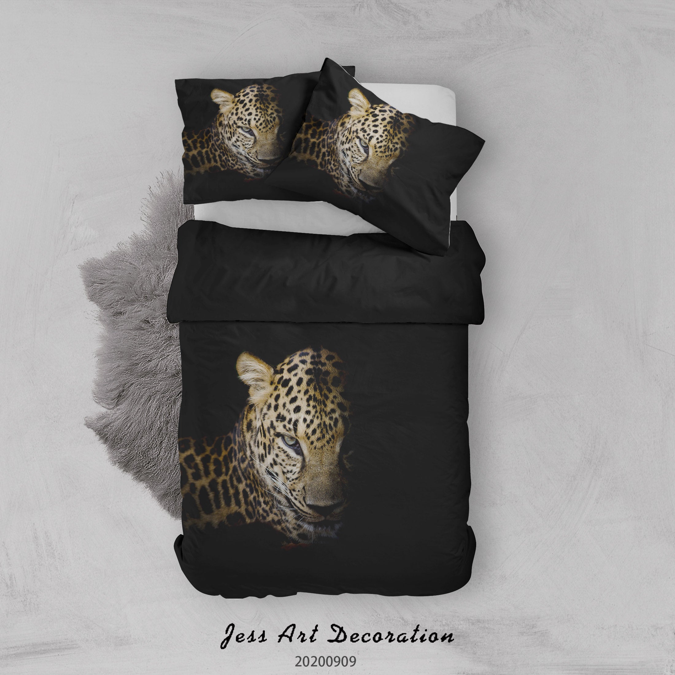 3D Leopard Portrait Isolate Quilt Cover Set Bedding Set Duvet Cover Pillowcases Wj 1947