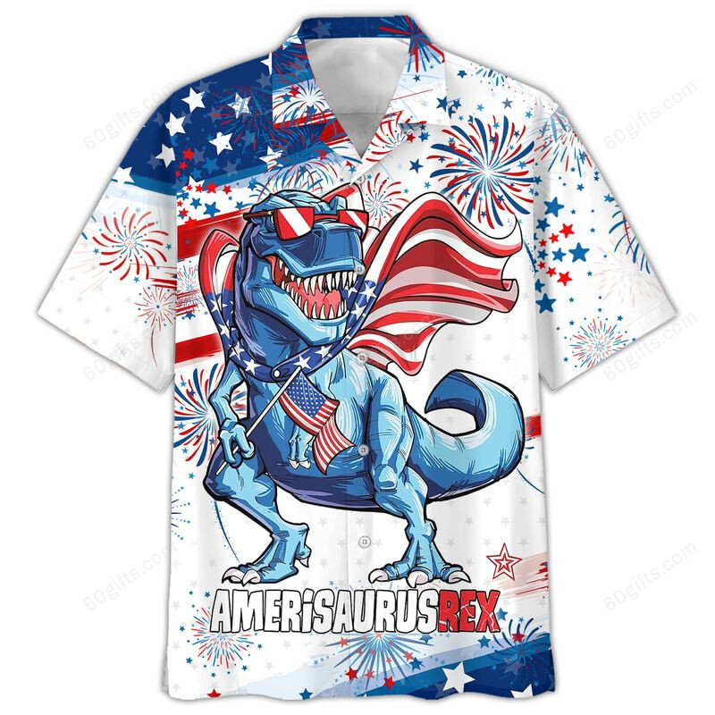 3D Hawaiian Shirt, Hoodie, Zip Hoodie, Hoodie Dress, Sweatshirt T-Rex Independence Day Usa All Over Print