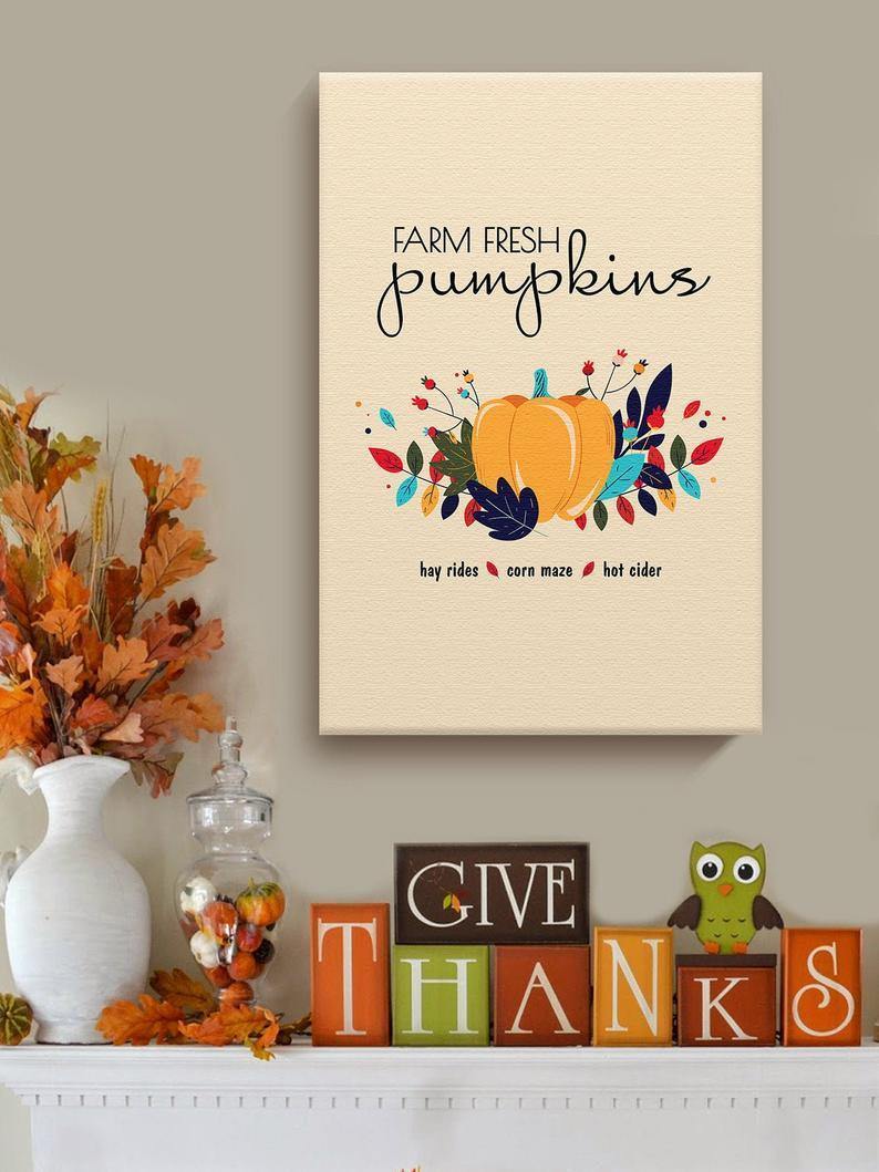 Thanksgiving Canvas Office Wall Art Give Thanks Animals Home Decor Prints