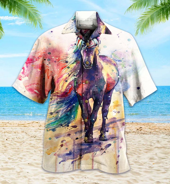 Watercolor Horse Native American Colorful Hawaii Shirt Ha55678