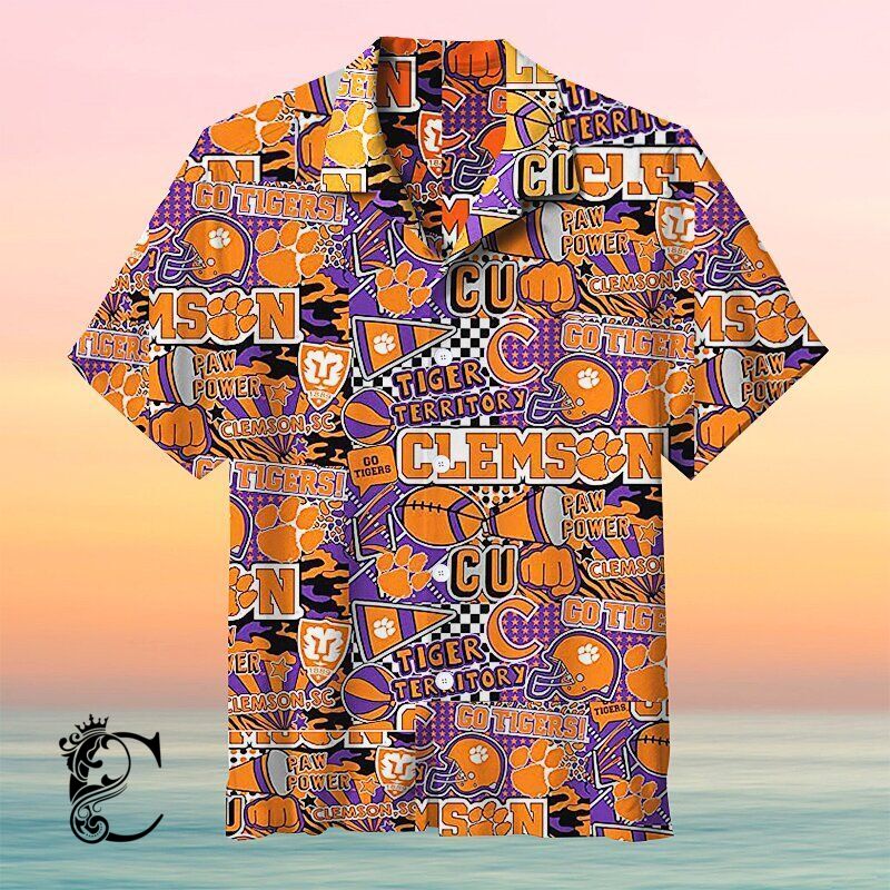 Clemson University Tigers Graffiti Art L Hawaiian Shirt