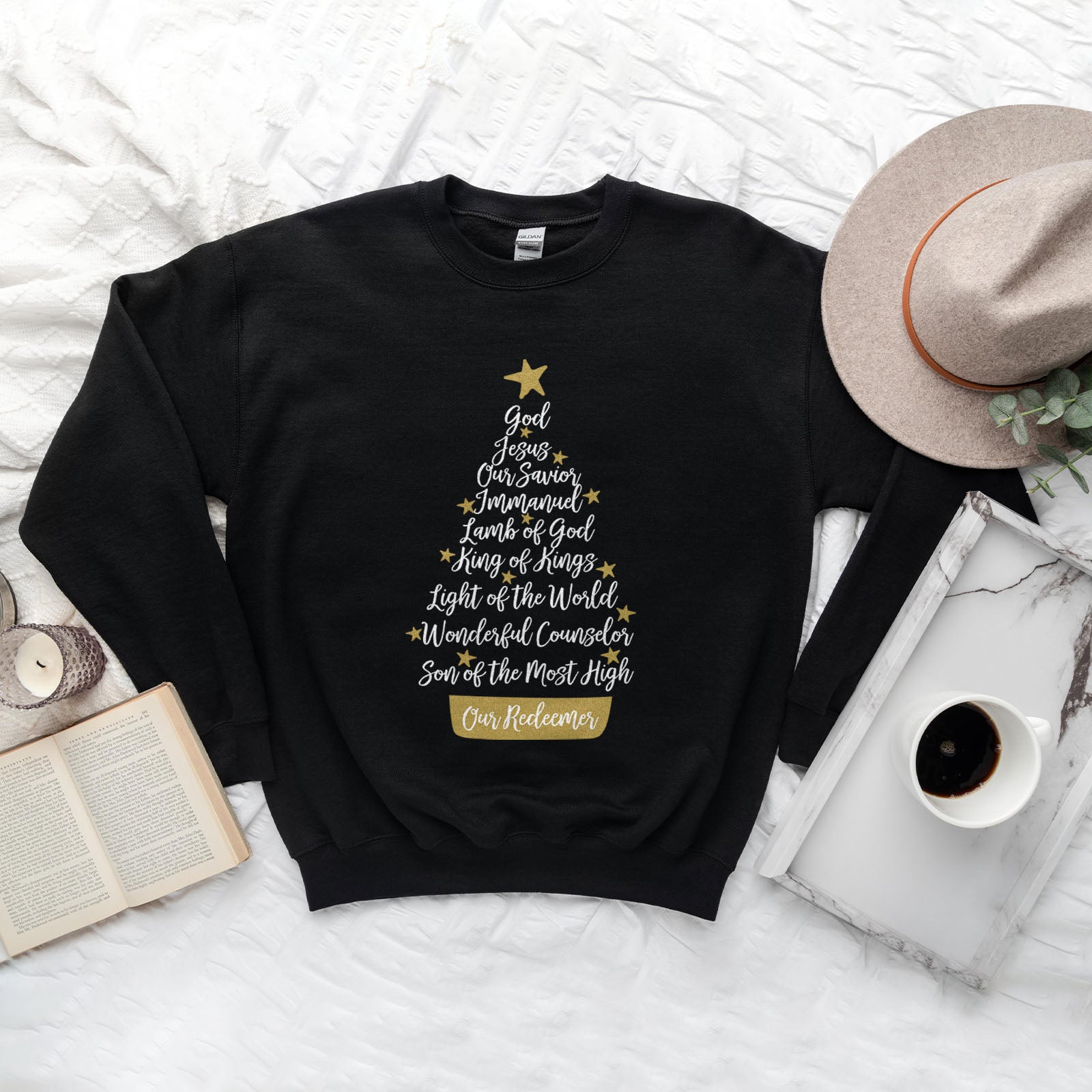 Names Of Jesus Christmas Tree Sweatshirt