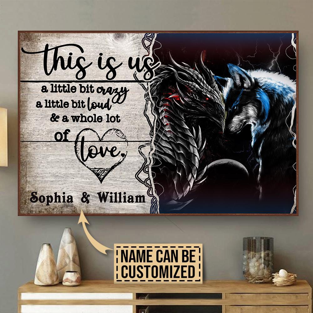 Aeticon Gifts Personalized Dragon Wolf A Little Bit Of Canvas Mom Dad Gift Home Decor