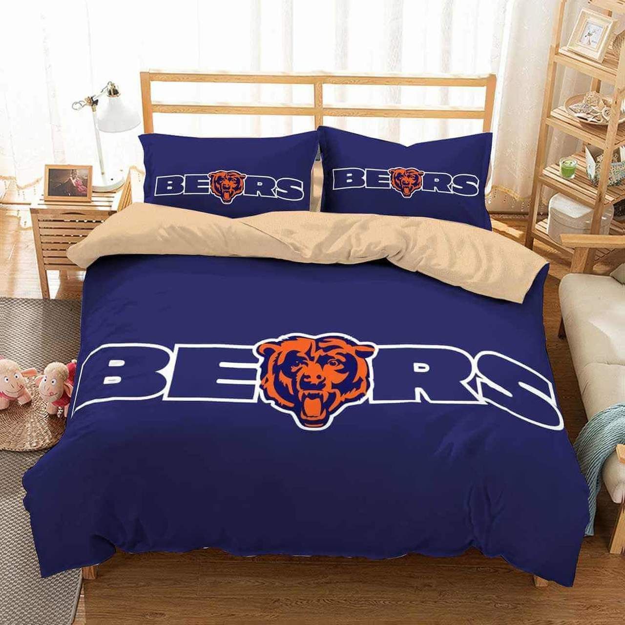 3d Chicago Bears Duvet Cover Bedding Set