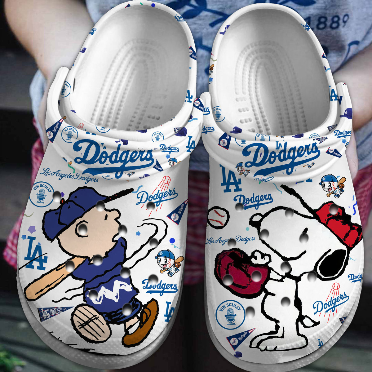 Los Angeles Dodgers And Snoopy Peanuts MLB Sport Cartoon Crocss Crocband Clogs Shoes Comfortable For Men Women and Kids