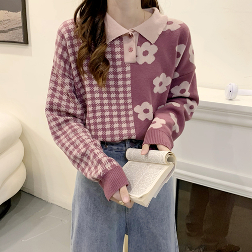 Sweater Pullovers Women Patchwork Design Soft Spring New Lovely Students All-match Casual Ulzzang Daily Knitting Retro Fashion alx