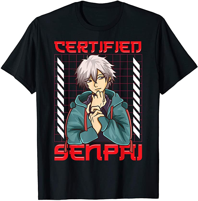 Mens Anime Certified Senpai Aesthetic Japanese Kawaii T-Shirt